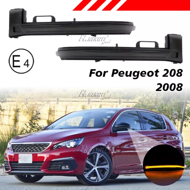 Paar LED Spiegelblinker Aussenspiegel Schwarz Blinker Für Peugeot 308 2013-2019