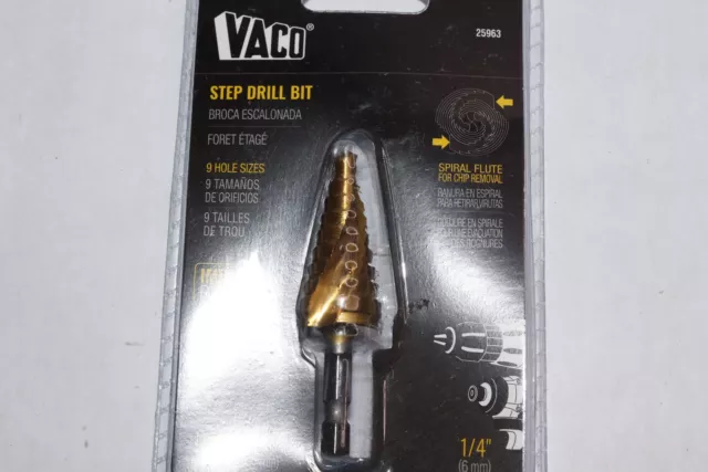 Vaco Spiral Double-Fluted Step Drill Bit 1/4" 25963