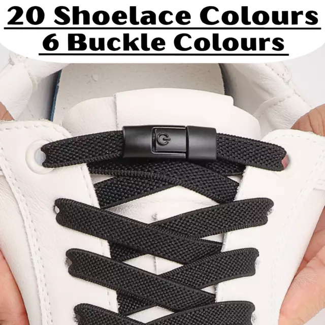 No Tie Elastic Shoe Laces Quick Lock Multi Colours Flat Shoelaces Kids Adult UK