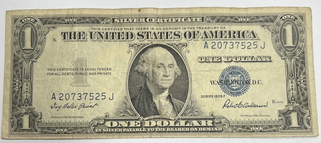 1935 One Dollar • Silver Certificate • Circulated   FREE SHIPPING - FL/278