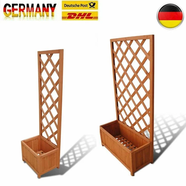 HOLZ BLUMENKASTEN MIT Rankhilfe Rankgitter Pflanzkübel mit Rankhilfe 70