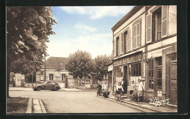 CPA Laons, Mairie et Cafe de la Place