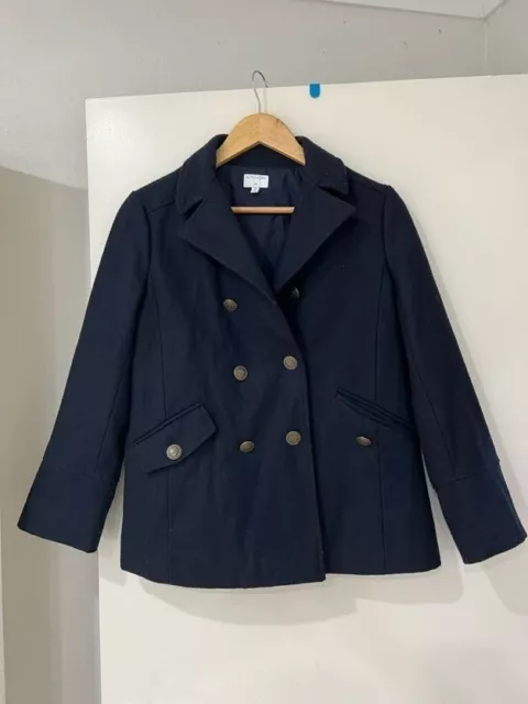 Witchery Girl's Wool Blend Double Breasted Jacket Navy Blue Size 14