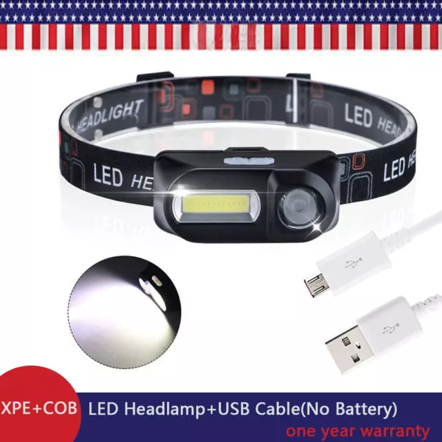 LED Headlamp USB Rechargeable Flashlight Waterproof Head Lamp Torch Camping