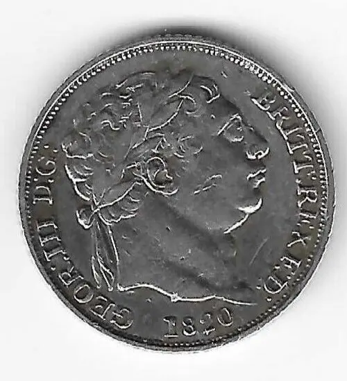 George III (3rd) Sixpence 6d Silver Coinage 1820 British Georgian Coin