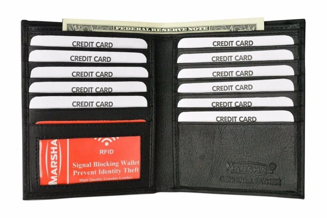 Men's Genuine Leather Bifold Wallet Slim Hipster  Cowhide Credit Card New RFID