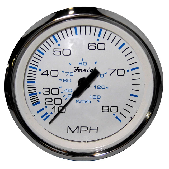Faria 33819 Speedometer-80 MPH, Chesapeake White, Stainless Steel