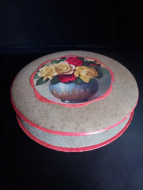 Broche Ronde Vintage En Plexiglas Avec 3 Roses - Années 1930/1950, Style Rétro, Occasion