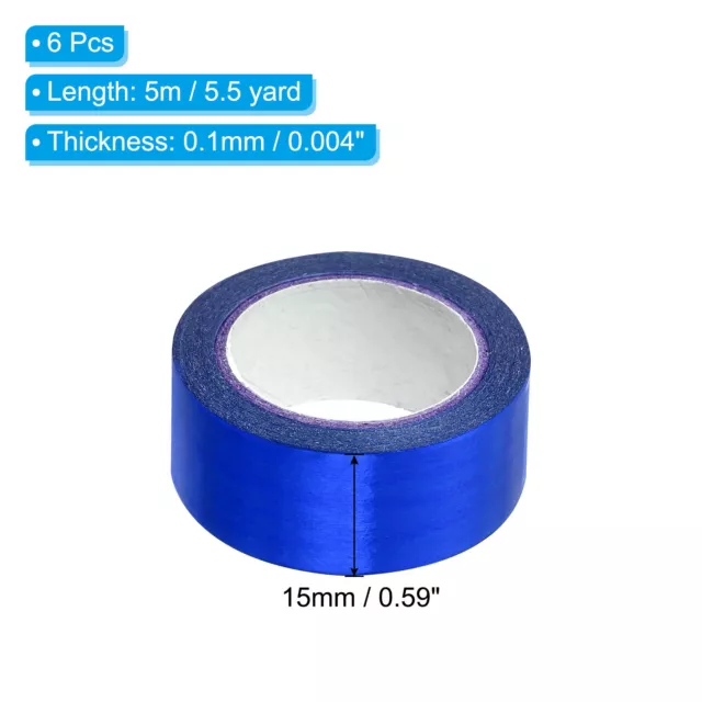 Cinta metálica Washi 15 mm x 5 m, paquete de 6 cintas artísticas Washi autoadhesiva azul oscuro 2