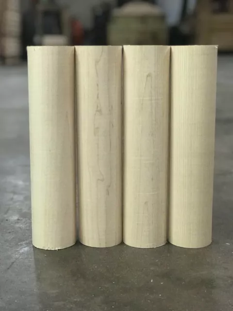 *4 PACK* 2-3/4"x12" *PRO-GRADE* Hard Maple Wood Dowel *Kiln Dried* Turning Wood