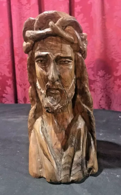 Vintage Anri Style Carved Wooden 9" Statue Of Jesus