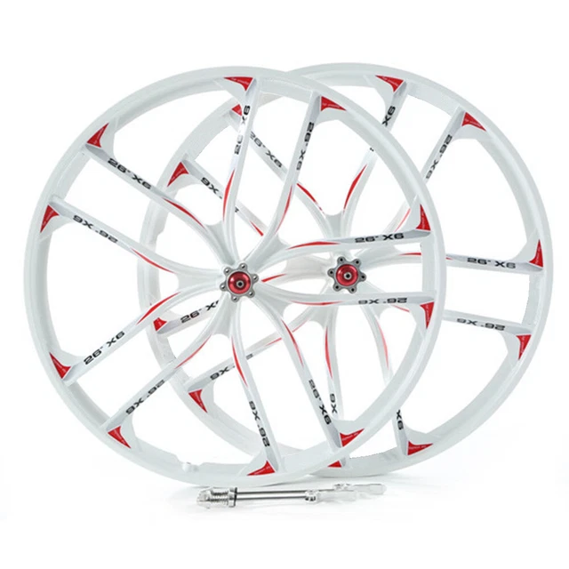26" 10 Spoke Rims MTB Mountain Bike Front & Rear Integrated Wheel Disc Brake Set