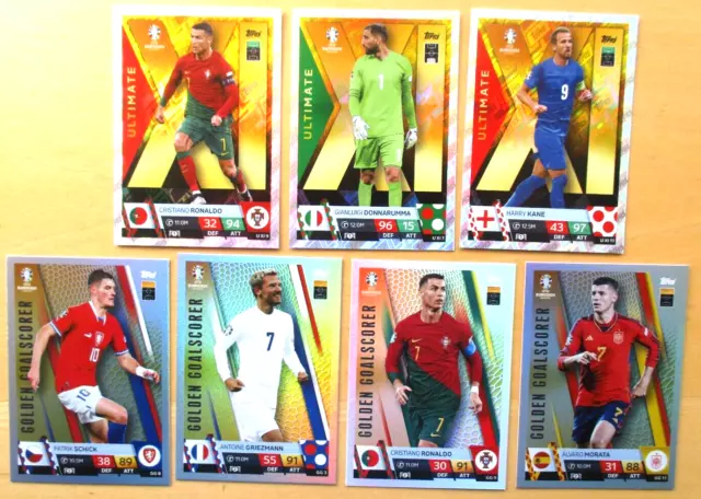 Topps-Match Attax - Euro 2024 - 7 Sonderkarten  /  Holofoil Ultimate+Goalscorers