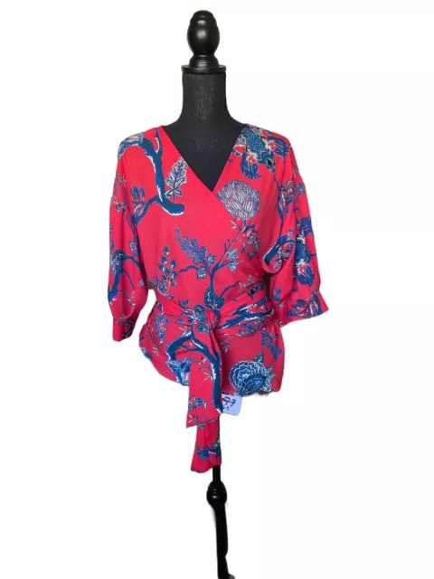 Violet And Claire Size Large Red Kimono Tunic Blouse