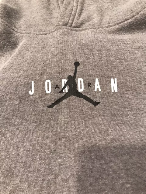 Nike Air Jordan Hoodie Gray Youth Size Med Hoodie Sweatshirt Large Logo