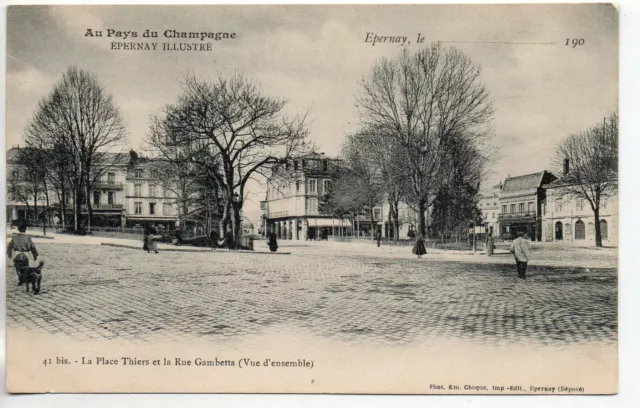 EPERNAY - Marne - CPA 51 - les rues - Place Thiers et la rue Gambetta