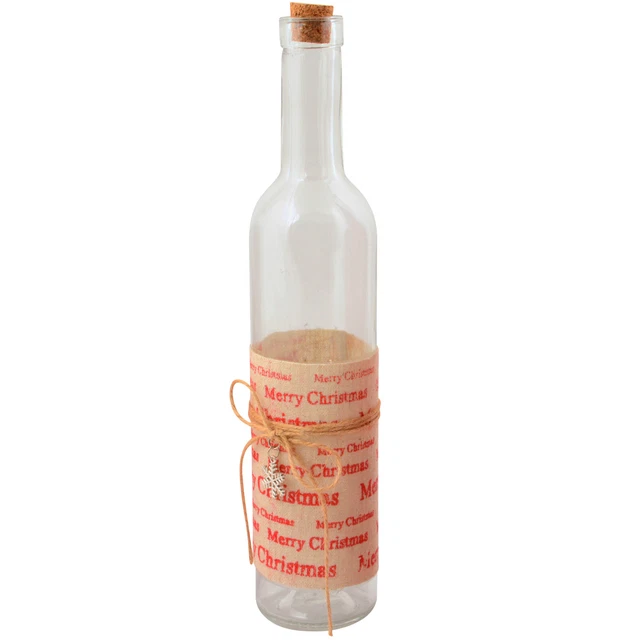 Botella Decoración 30cm Navidad Con Corcho 6cm Diámetro Jutebanderole