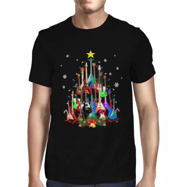 1Tee Mens Guitar Tree -  Christmas Tree Made of Guitars T-Shirt