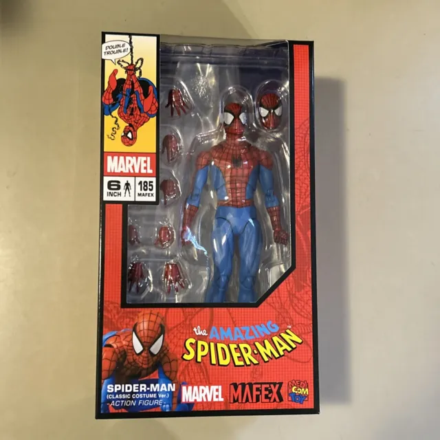 Mafex Spider-Man Klassisches Kostüm Ver. Nr. 185 6"" Figur Medicom Original Brandneu In Verpackung