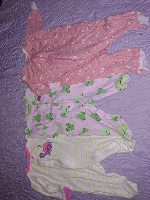 newborn baby girl, sleeper, footed pajamas, one piece, jumpsuit, bodysuit 3pc