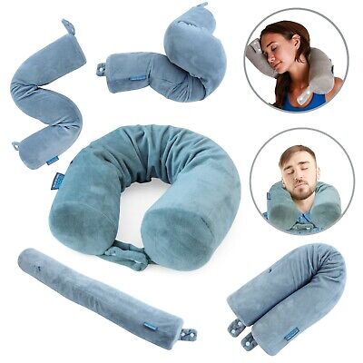 TedBoss Grey Twist Travel Neck Pillow for Head Support Flexible Memory Foam NEW