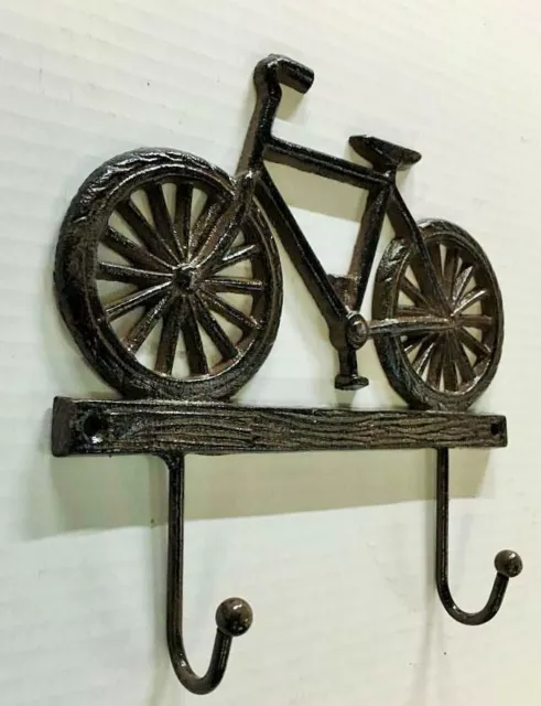 BIKE 2 HOOK WALL HANGER Towel Coat Hat Rack farmhouse country vintage bicycle 2