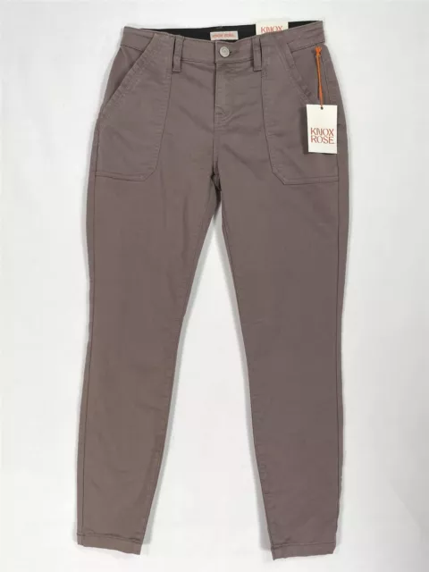 Knox Rose Pants Womens Size 4 Ankle Skinny Elastic-Waist Mid-Rise Stretch Brown