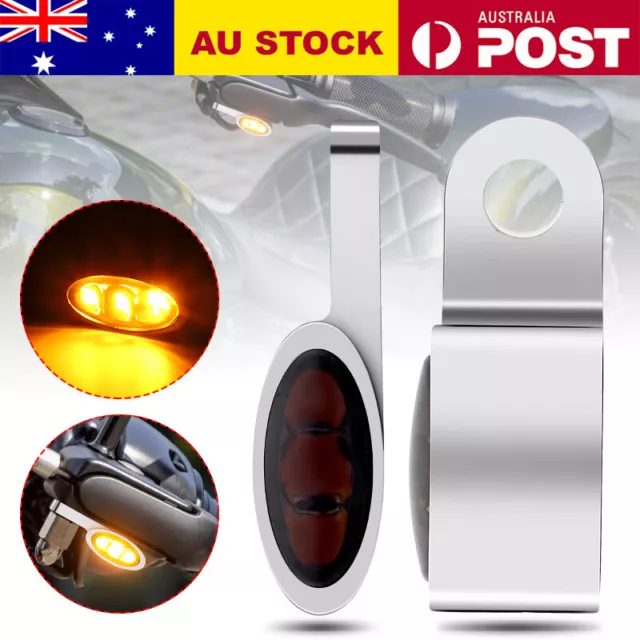 2X Motorcycle LED Indicators Turn Signal Light Blinker Lamp Chrome Universal 12V