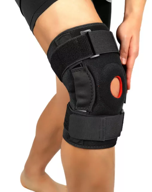 Knee Brace Hinged Compression Sleeve Joint Support Open Patella Stabilizer Wrap