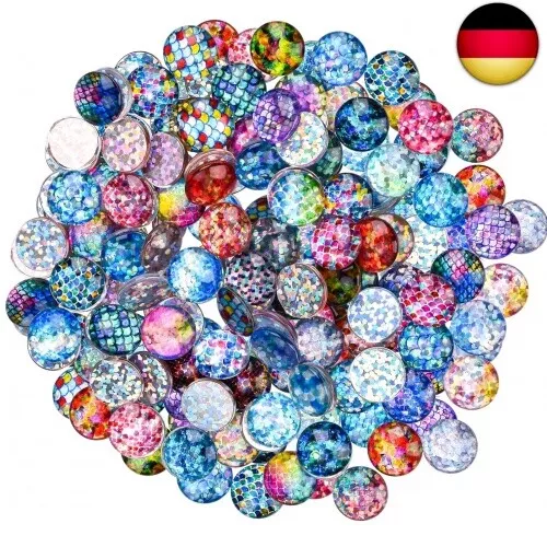 100 Stück Mosaik Kuppel Glas Cabochons in Verschiedenen Farben,