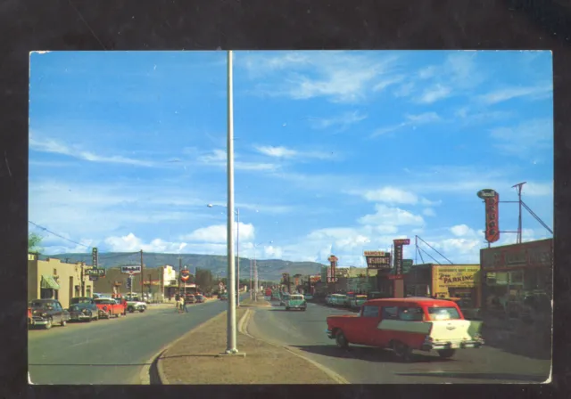Grants New Mexico Route 66 Downtown Street Scene Old Cars Vintage Postcard