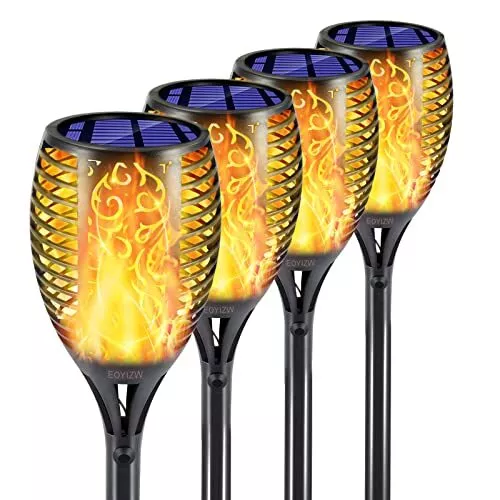 Solar Lights Outdoor 4 Pack, 99 LEDs Solar Torch Light with Yellow-4Pack