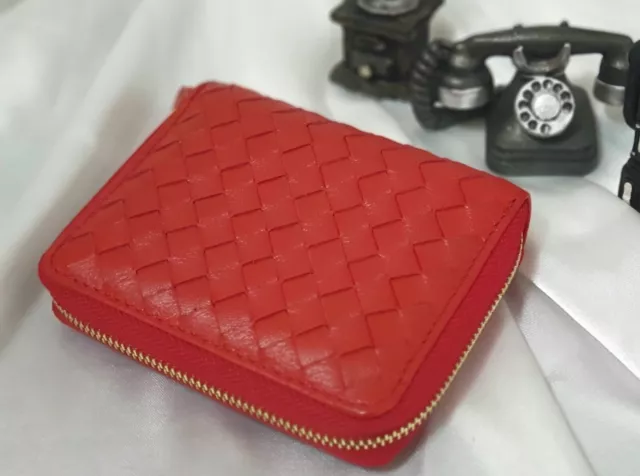 iKlim Handmade Premium Real Sheepskin Leather Small Zip Wallet Made To Order