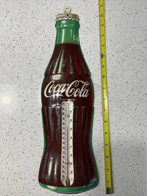 Vintage Coca Cola Bottle Thermometer Sign, 16 1/2” VG COND!!