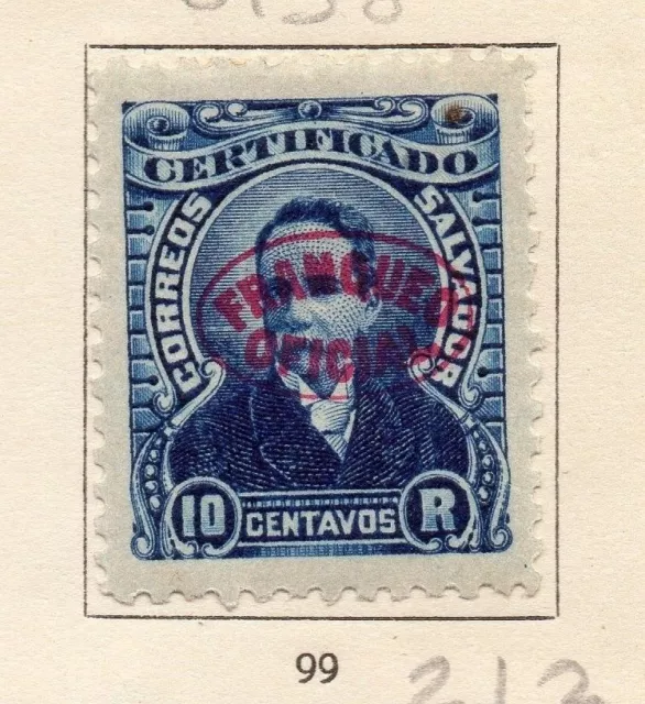 El Salvador 1896 Official Early Issue Fine Mint Hinged 10c. Optd 173157