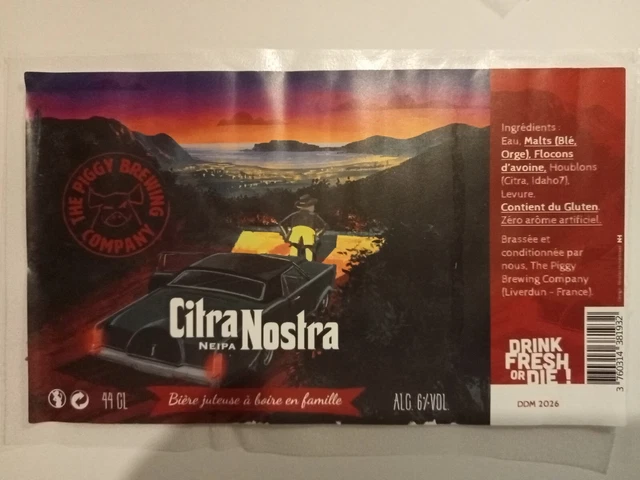 Etiquette de Bière : CITRA NOSTRA - The Piggy Brewing Company - 54 France
