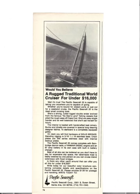 1977 Pacific Seacraft 25 sailboat yacht boat ad