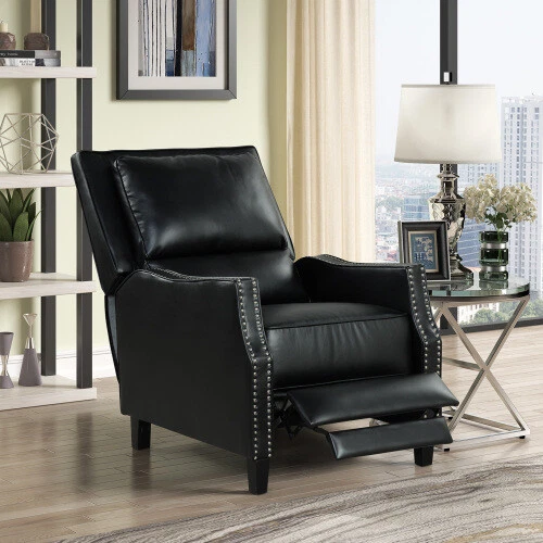 Modern Single Reclining Leather Nails Sofa Home Theater Seating Club Chairs