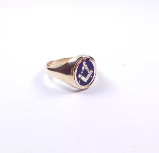 Gold ring 9 carat yellow Masonic Size T swivel 3