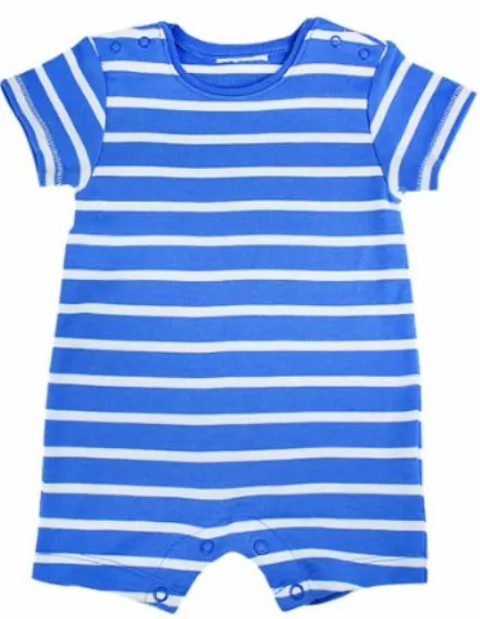 Ex Store Baby Boys Nautical Blue Stripe Romper All in One Age 0 3 6 12 18 Months