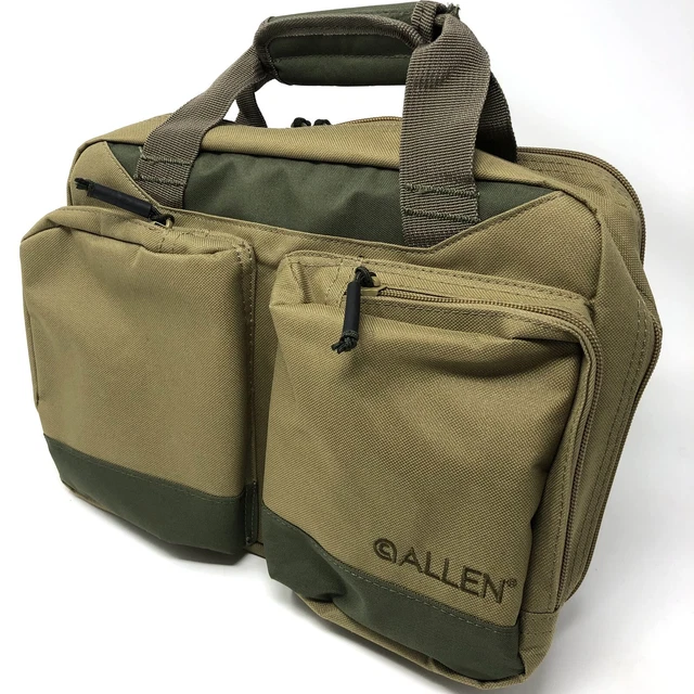 ALLEN COMPANY DOUBLE Handgun Attache' Case (Range Bag), Tan/Olive, SKU