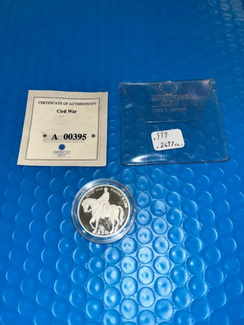 2000 Proof $10 Coin Republic Liberia Robert E. Lee Civil War .999 Silver
