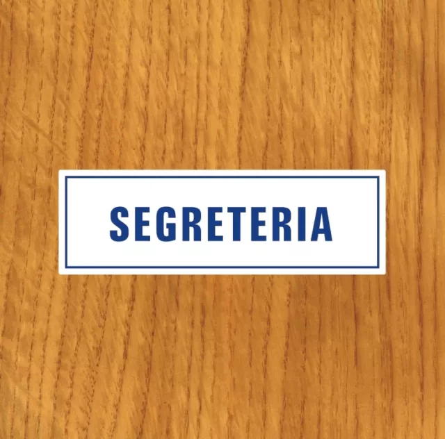 Targhetta Adesiva "Segreteria" Segnaletica Di Servizio, Info Sicurezza, Sticker