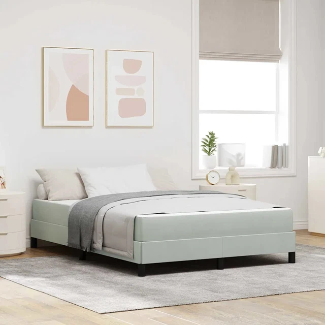 BOX SPRING BED with Mattress Light Grey 160 x 210 cm Fabric vidaXL £352 ...