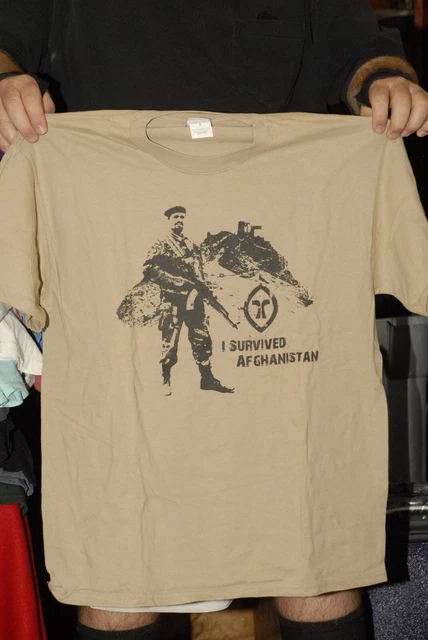 I survived Afghanistan T shirt tan Large Hanes beefy t Military Veteran War hero