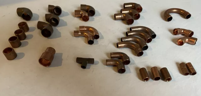 Copper Fittings, Various Shapes 1/4", 1/2" & 5/8" New Old Stock, Mixed Lot