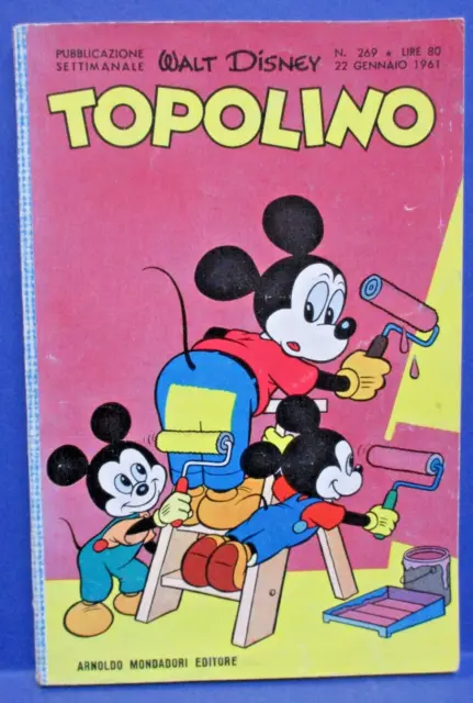 TOPOLINO LIBRETTO n. 269 Mondadori 1961 originale BOLLINI E FIGURINE Ottimo