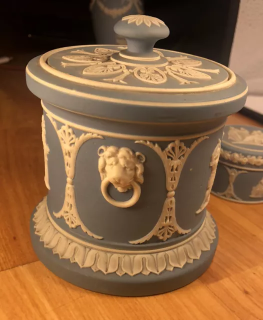 Wedgwood light blue tobacco jar early 19th century jasperware