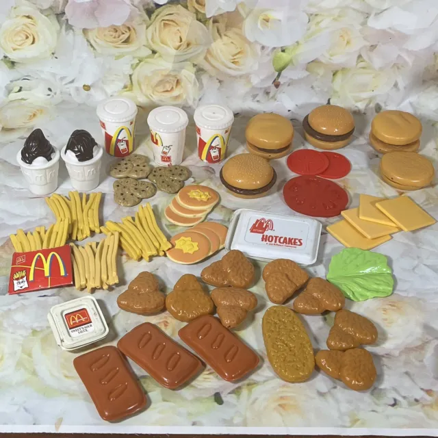 Vtg McDonald's Pretend Play Food Packaging Menu Items Fries Pancakes Burgers 50+