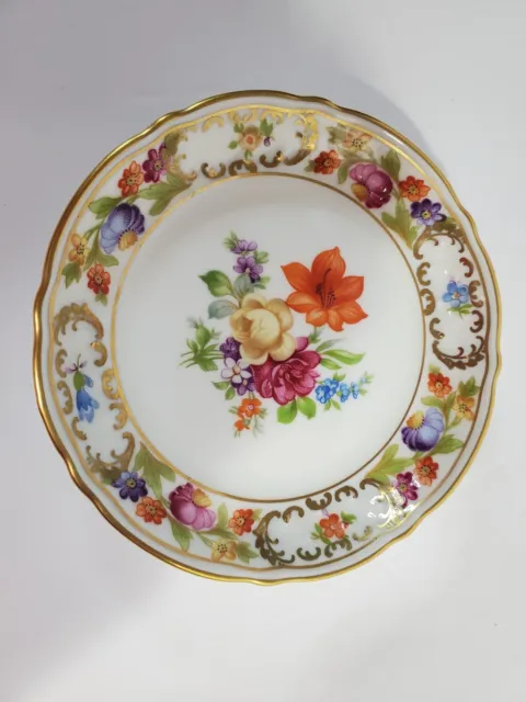 Vintage Schumann Arzberg- Bavaria Empress Dresden Flowers Plate 4 1/4" Germany